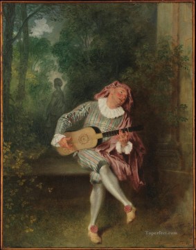  Watteau Oil Painting - Mezzetin Jean Antoine Watteau